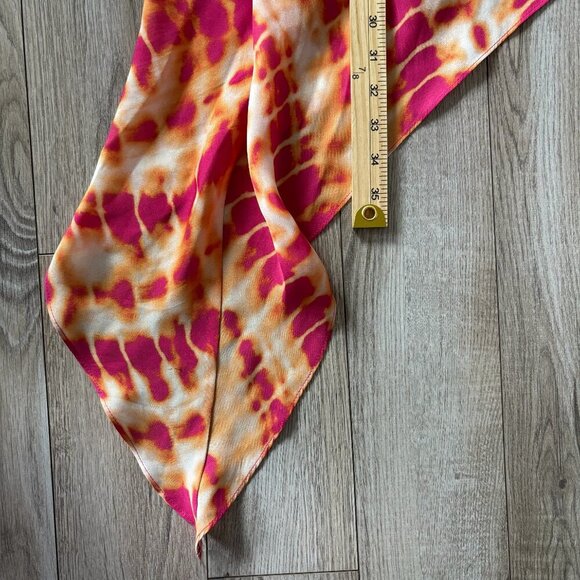 Haute Hippie Cowl Neck Asymmetrical Silk Blouse Tunic Pink Orange Tie Dye Boho - Picture 15 of 15